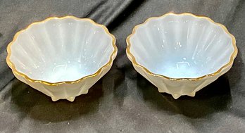 Pair Of Pristine Rachel Milk Glass Bowls By Anchor Hocking