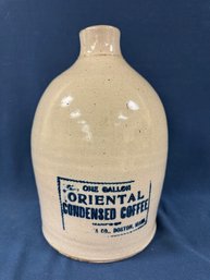 Antique Oriental Condensed Coffee Stoneware Advertising Jug