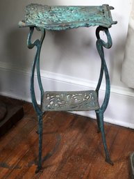 Fabulous Vintage Art Nouveau Side Table / Stand - Incredible Verdigris Finish Over Solid Brass - Stunner !