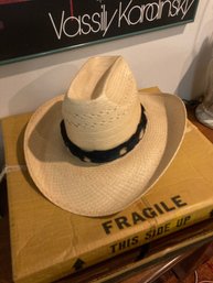 American Hat Company Vintage Straw Cowboy Hat With Original Box Size 7 3/8