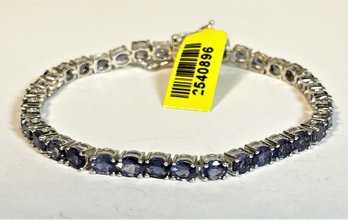 Contemporary Never Worn Tanzanite Gemstone Bracelet 925 Measures 7 1/2' Long