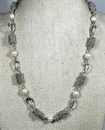 Heavy Sterling Silver Michael Dawkins Genuine Pearl Necklace 18'