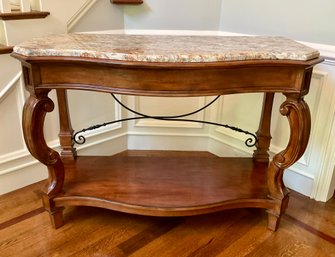 Impressive Large STANLEY Two-Tier Marble Top Entry/console Table