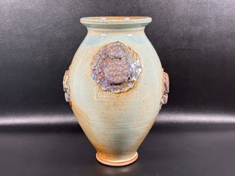 An Interesting Studio Pottery Vase In Earth Tones, Signed