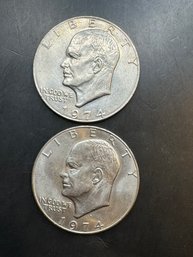 2 Eisenhower Dollars 1974, 1974-D