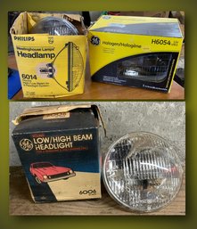 2 Vintage GE Headlight & Phillips Headlamp