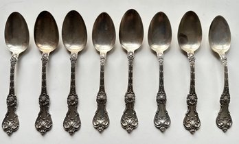 Set Of 8 Antique Sterling Silver Spoons, Patent 1904