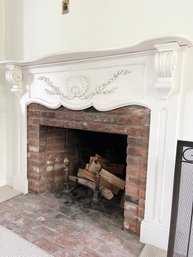 A Hand Carved Wood Mantel And Surround - Living Room