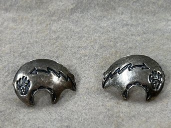 Sterling Silver Navajo Bear Earrings