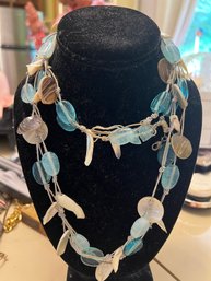 Turquoise Bead And Shell Necklace