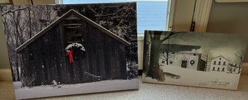 Lot Of 2 Christmas Canvas Prints