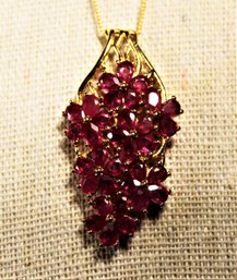 Fine Gold Over Sterling Silver Genuine Ruby Pendant Necklace 20'