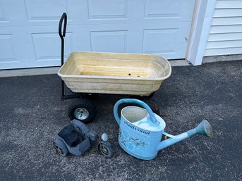 Wagon, Watering Can, And Motorcycle Planter