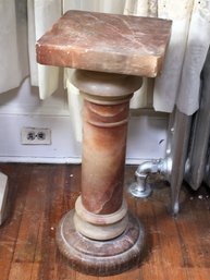 Beautiful Onyx Pedestal Unusual Cocoa / Beige Color - Classic Style And Form - Very Nice Antique Piece !