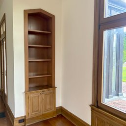 A Custom Built-in Wooden Book Shelf With Cabinet - Living RM