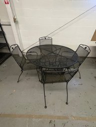 Wrought Iron Patio Set - 4 Chairs And Table