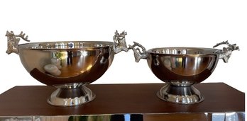 New Tommy Bahama Silver Bowls Adorned With Reindeer