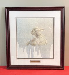 Signed NA Noel, Lamb Print- Matted And Framed, Brass Plate ' The Lord Is My Shepherd, I Shall Not Want '