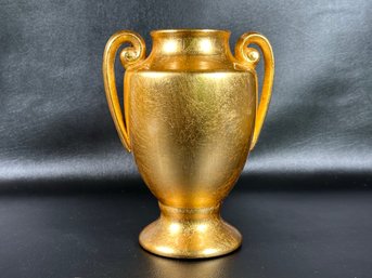 An Elegant Gilt Ceramic Urn Vase, Andrea By Sadek