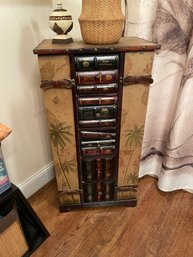 Campaign Style Tropical Cabinet With Palm Trees