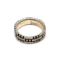 Vintage Sterling Silver Beaded Textured Ring, Size 6.5