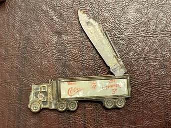 Vintage Coca Cola Advertising Brass Pocket Knife By Colonial USA