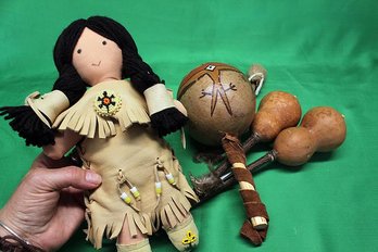 VTG Native American Doll 6pc Lot Maracas