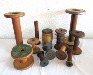 Grouping Of Antique Wood Spools Franklin