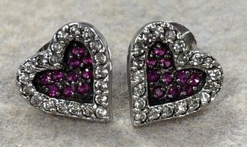 925 Sterling Silver Pink Heart Earrings