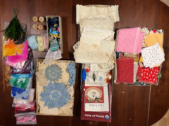 Vintage Notions: Doilies, Lace, Vintage Wooden Thread Spools, And More