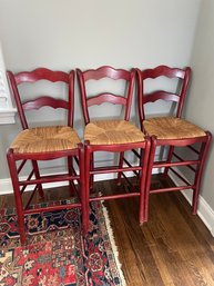 Ladderback Chairs With Rattan Seats - Set Of 3