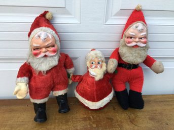 Lot Of Three Vintage Santa Figures Including Parisi - Very Nice Vintage Pieces - Very Nice Grouping !