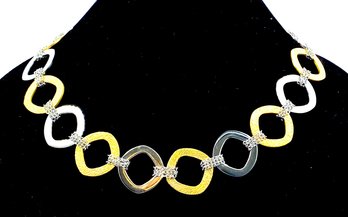 Gorgeous Gold & Silvertone Stainless Steel Interchanging Link Necklace