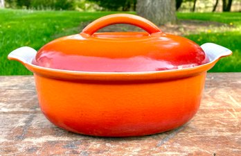 A Vintage Enameled Cast Iron Dutch Oven