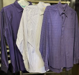 Purple Trio- Perry Ellis Stripe, Michael Kors White With Purple Checks And Mitchells Westport Purple Checks