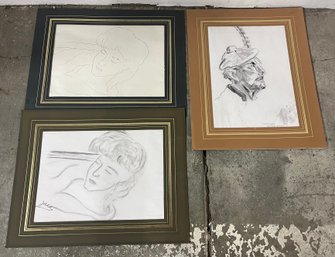 Three Black And White Drawings/Charcoals