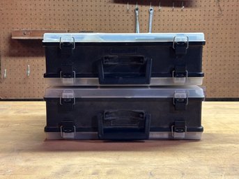 A Pair Of Portable Plastic Hardware Organizer Cases With Contents