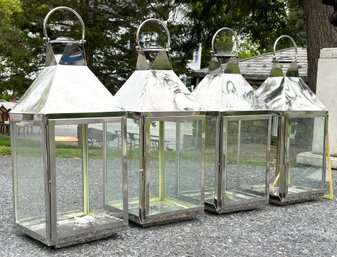 A Set Of 4 Large Chrome Lanterns - 'U'