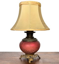 An Antique Oil Lamp - Fitted For Electricity -