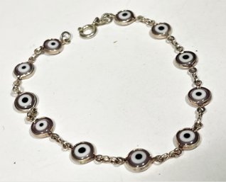 Italian Sterling Silver Glass Evil Eye Bracelet