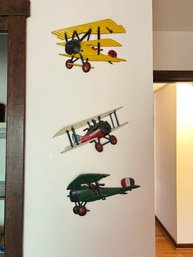 Set Of 3 Cast Aluminum Airplane Wall Art Pieces By Sexton