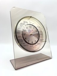 Vintage Lucite World Clock With Airplane Second Hand Made In Japan