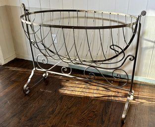 Vintage Metal Infant Cradle/Rocking Crib, France, Circa 1950's