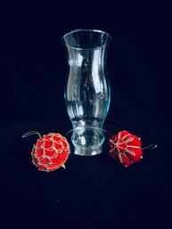 Ornament And Hurricane Glass Lot