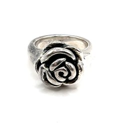 Vintage Sterling Silver Large Rose Ring, Size 7.75