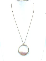 Goldtone & Rose Quartz Pendant Necklace