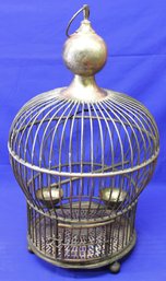 Antique Victorian Dome Style Silver-Plate? Bird Cage