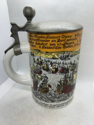 Antique German Regimental Stein With Naval Battle