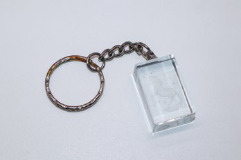 Crystal Keychain W/ Unicorn Engraving Inside