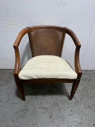 Mid Century Curved Rattan Back Arm Chair